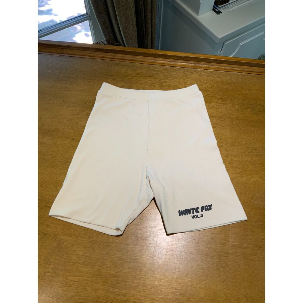 White Fox Vol. 3 Cream Ribbed High Waist Biker Shorts